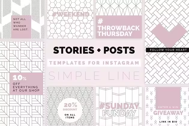 极简主义Instagram几何线条故事贴图模板 Minimal Instagram Pack
