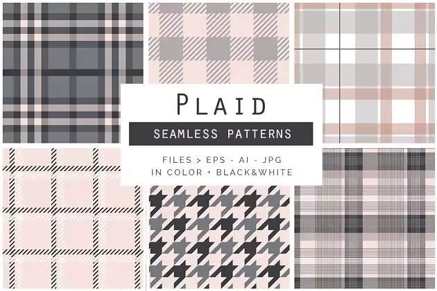 各种各样的格子风格矢量纹理 Plaid Vector Patterns