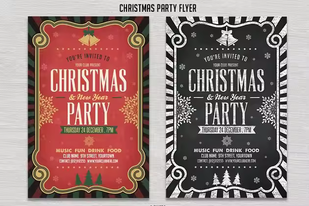 圣诞节＆新年派对创意海报模板 Christmas & New Year Party Flyer