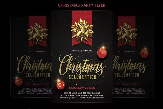 圣诞节庆祝活动晚会宣传传单模板 Christmas Celebration Flyer
