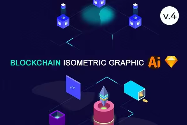 一套完美的区块链Blockchain技术概念特征矢量2.5D插图下载[Ai,Sketch](第四部分)