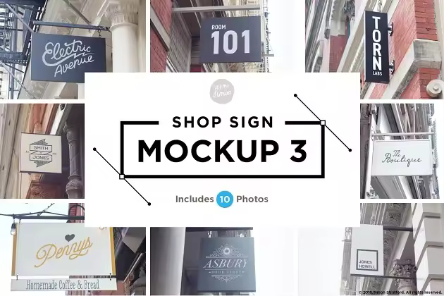 超有范的店招样机合集第三波 Shop sign mockup 3 for photoshop