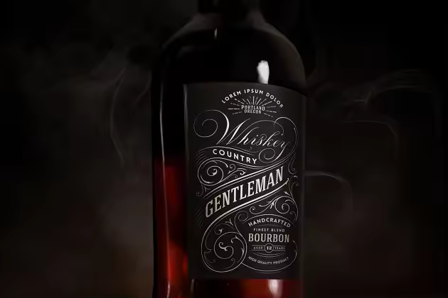 高质量的威士忌酒瓶分层模板 Whiskey, Rum, Brandy bottle mock-up