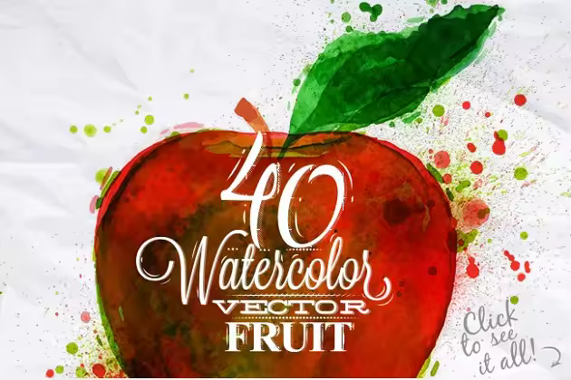 各种水果水彩剪贴画 Fruit Watercolor