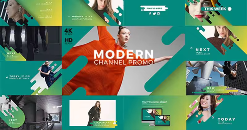动感现代时尚节目预告开场动画AE模板 Modern Channel Promo v2