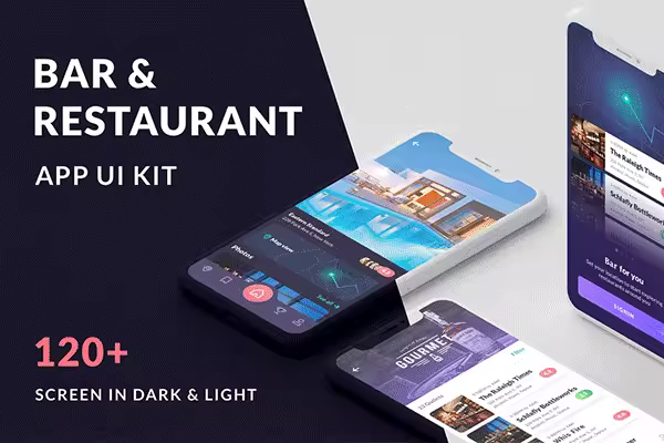 小咖下午茶：高端iOS餐厅酒吧相关的APP UI KITS下载[Sketch,PSD]