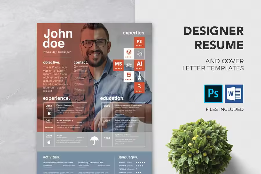 设计师个人简历＆介绍信设计模板 Designer Resume & Cover Letter Template