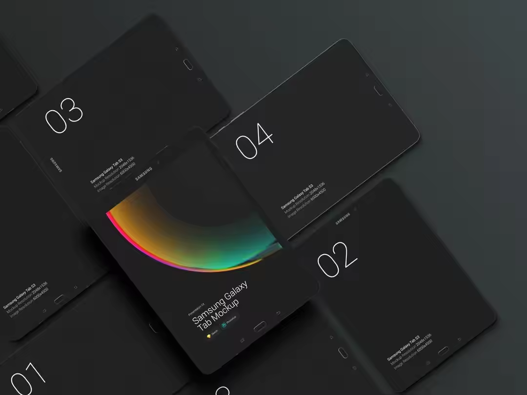超级主流桌面&移动设备样机系列：Samsung Galaxy Tab  三星智能平板样机 [兼容PS,Sketch;共3.77GB]