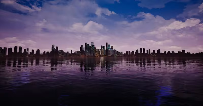 大都市海岸线傍晚时分高清视频素材 Night City