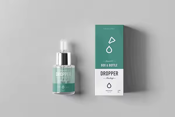 逼真的滴管包装VI样机展示模型mockups