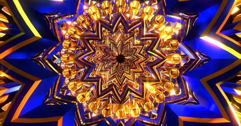 金碧辉煌蓝色装饰物循环播放高清视频素材 Golden Blue Ornament
