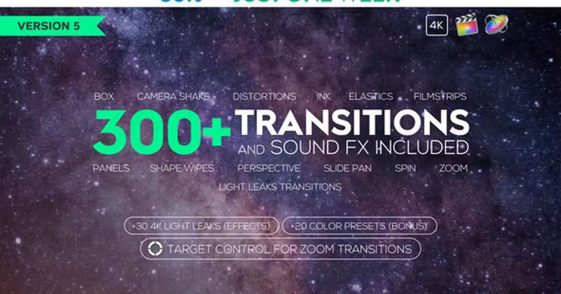 300+FCPX影片转场&FX声音特效素材合集[for Apple Motion, Final Cut Pro] FCPX 300+ Transitions and Sound FX