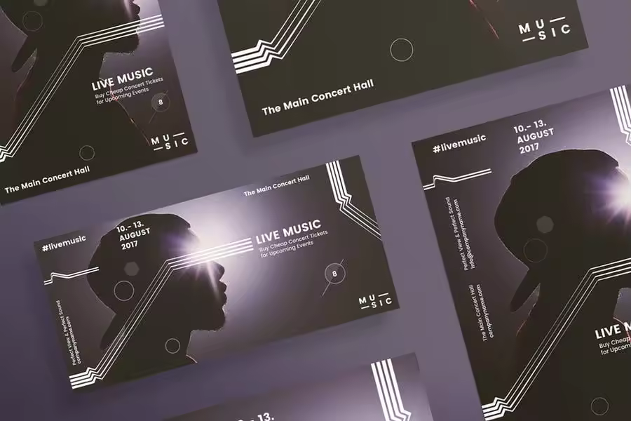音乐会活动宣传传单和海报设计模板 Music Concert Flyer and Poster Template