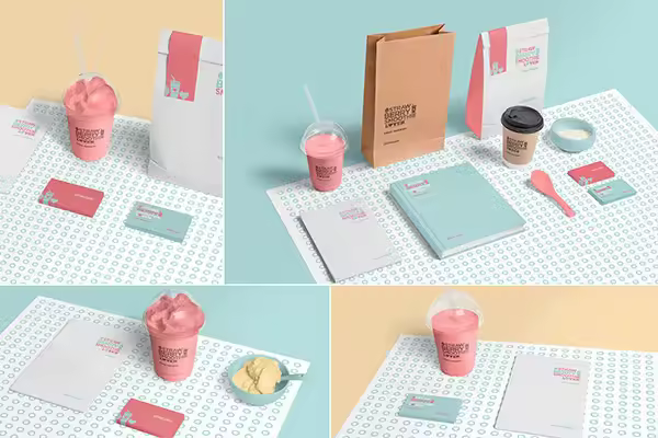 冰淇淋杯VI样机展示模型mockups