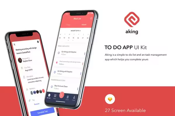 小咖下午茶：to Do List类的工作任务管理APP UI KITS [For Sketch]