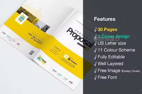 专业极简的创意品牌项目建议书模板下载 Proposal [indd]