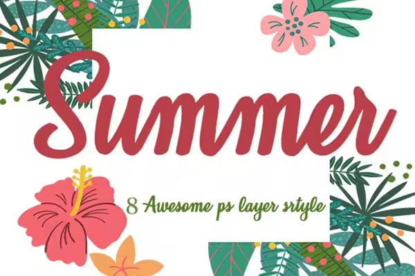 8款夏季风格3D文字的PS图层样式文件下载 Summer Text Effects v.5 [psd]