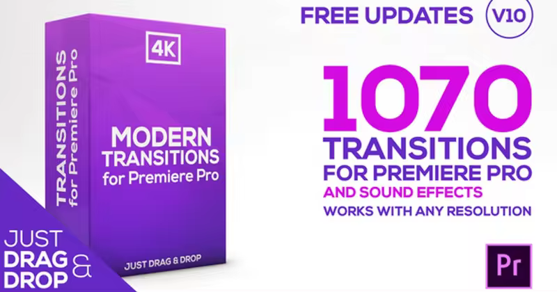 919个现代风格视频转场PR模板[附加156个声音特效] Modern Transitions | For Premiere PRO