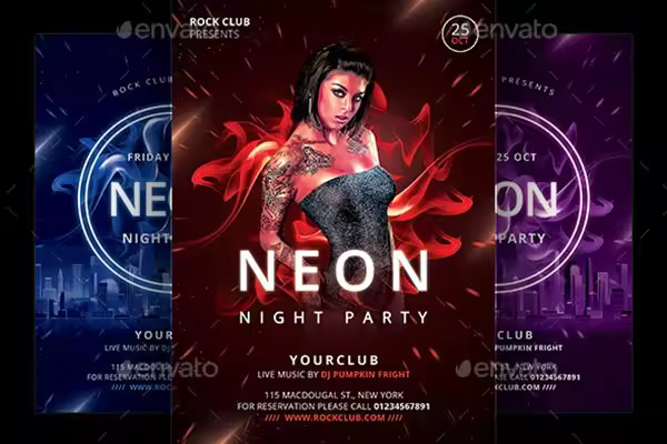 霓虹效果的海报模板下载 Neon Flyer [psd]