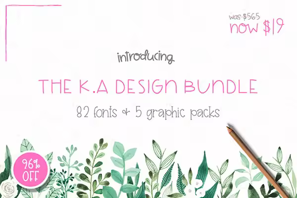 可爱漂亮的82个英文字体下载 The K.A. Design Bundle [otf]