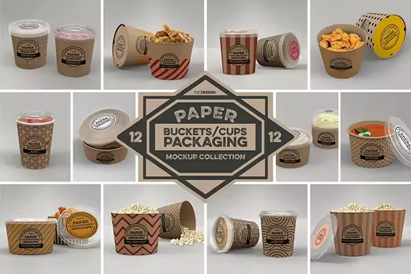 高品质的外卖包装快餐包装设计VI样机展示模型mockups