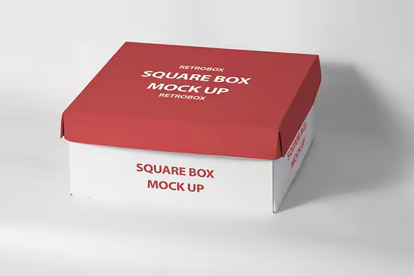 高品质的正方形的包装盒子VI样机展示模型mockups