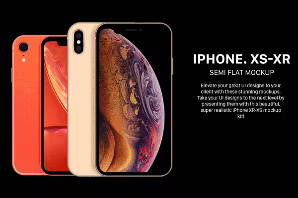 小咖下午茶：最好的 iPhone XS 和 XR 扁平化风格的手机APP展示样机 Mockups  [PSD,Ai]