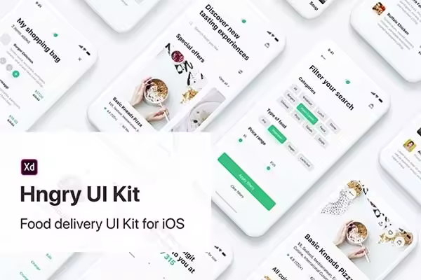小咖下午茶：清新脱俗高雅风格的送餐美食外卖 APP UI KIT 套装[XD]
