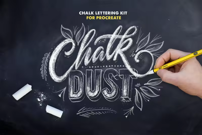 粉笔字体Procreate笔刷 Chalk Dust – Procreate Lettering Kit