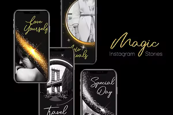 高端时尚黑色系列的Instagram故事模板 Magic – Instagram Stories [psd,jpg,ttf]