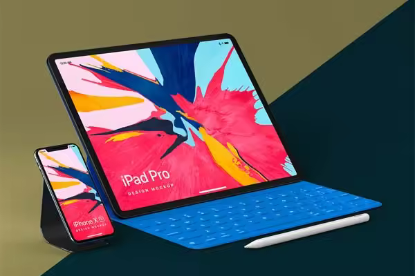 精品：iPad Pro iPhone XS Mockup 搭配展示样机下载 [PSD]