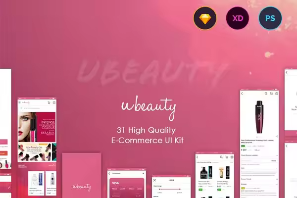 小咖下午茶：美容护肤品美妆电商相关的APP UI KIT套装[Sketch,XD,PSD,Fig]