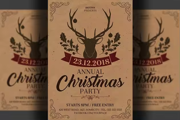 圣诞派对邀请函传单模板 Christmas Invitation Flyer