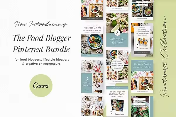 时髦的食物博客Canva模板下载 Food Blogger Pinterest Templates [jpg,pdf]