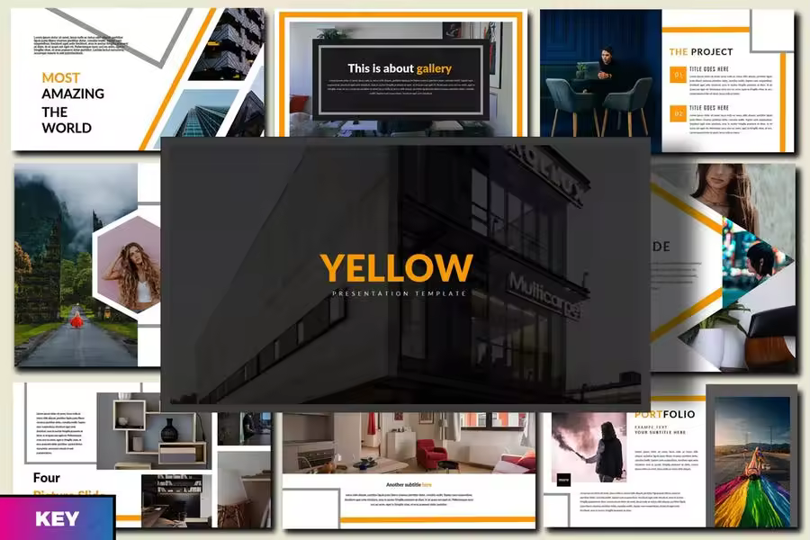 创意企业介绍/工作汇报Keynote演示文稿模板 Yellow – Innovative Keynote Template