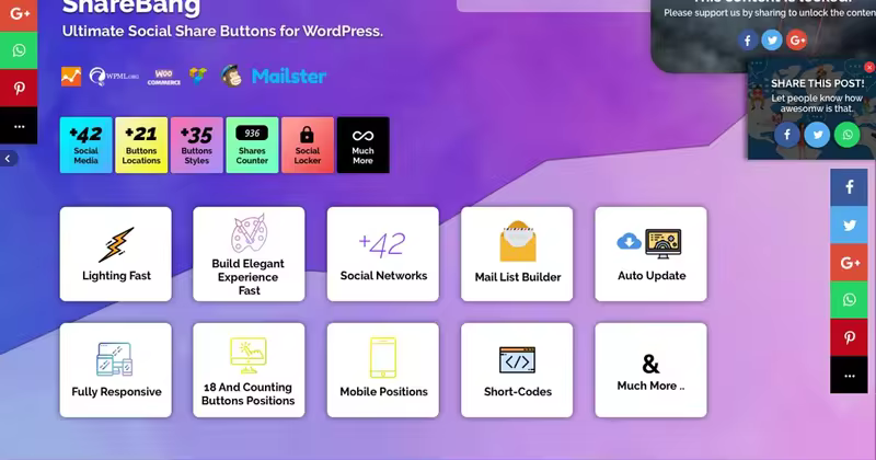 WordPress社交分享插件 ShareBang, Ultimate Social Share Buttons for WP