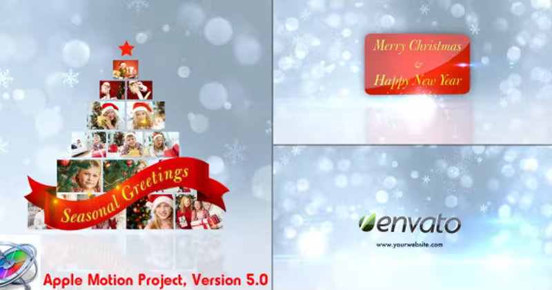 相册幻灯片圣诞树节日问候Motion视频素材 Christmas Greetings – Apple Motion