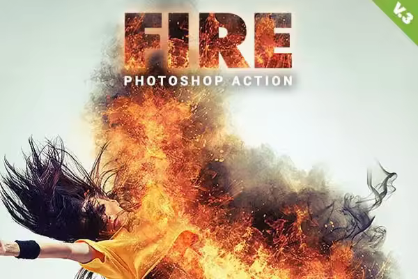 酷炫火焰特效的PS动作 Fire Photoshop Action V.3 [atn]