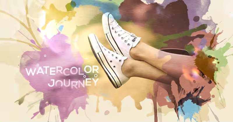 夏日假期旅行水彩风格幻灯片视频AE模板 Watercolor Journey