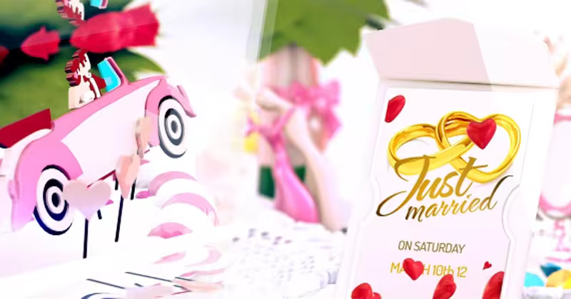 婚礼婚庆现场开场视频AE模板 Wedding Love Card Intro