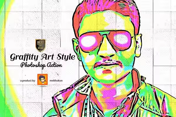 照片艺术插画处理的PS动作 Graffity Art Style Photoshop Action [atn]