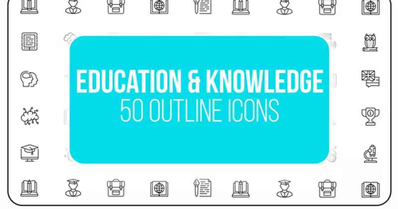 50枚教育&知识主题线条动画图标 Education & Knowledge – 50 Thin Line Icons
