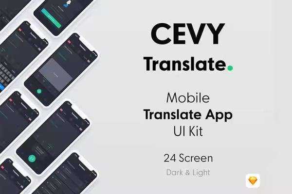 小咖下午茶：极简主义风格的翻译工具 APP UI KIT 模板下载 [Sketch,夜间模式]
