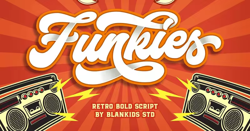 大胆有趣的70年代加粗复古脚本字体 Funkies Bold Script Font