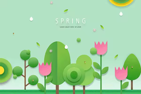 春季创意卡通插画海报模板PSD