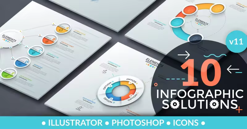 信息图表解决方案矢量图形设计素材v11 Infographic Solutions. Part 11
