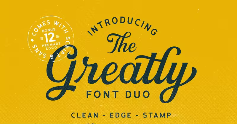 经典脚本＆无衬线字体组合 + Logo模板 Greatly Font Duo + Logo Templates
