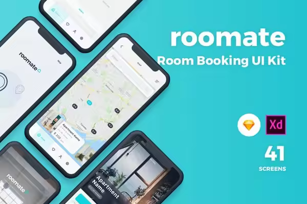 小咖下午茶：名宿酒店预订类APP UI KIT套装模板下载[Sketch]