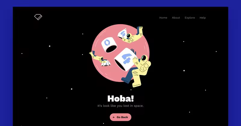 太空探索场景创意404错误页面设计模板 404 Page Template