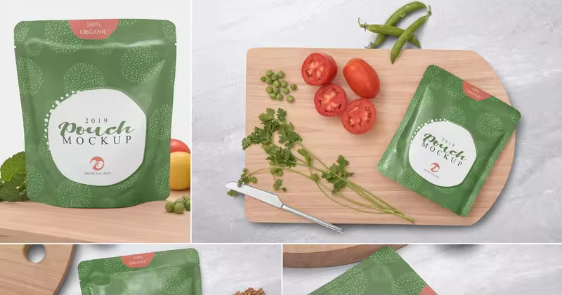 自封袋食物零食包装袋外观设计样机 Sealed Sachet Mockups